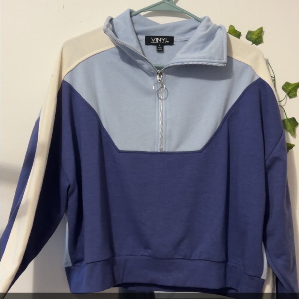 Vinyl Blue and White Colorblock Sweatshirt